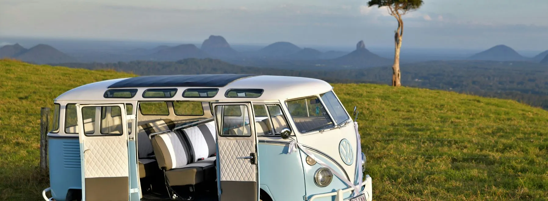 VW van parked near Glass House Mountains, QLD – Caravan Finance with AAA Finance