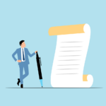 Business owner signing car loan application form with pen, comparing no doc vs low doc car loan options